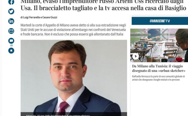 Артем Усс, которого итальянцы хотели выдать США, сумел улететь из страны — СМИ