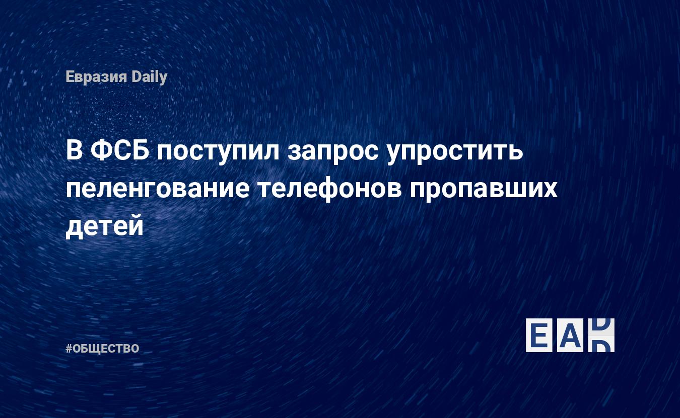 В ФСБ поступил запрос упростить пеленгование телефонов пропавших детей —  EADaily, 14 марта 2018 — Общество. Новости, Новости России